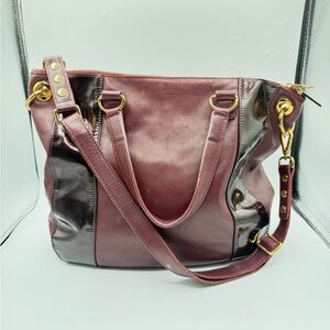 Hammitt Los Angeles Daniel Large maroon Bag Purse w Gold Hardware Shoulder Strap